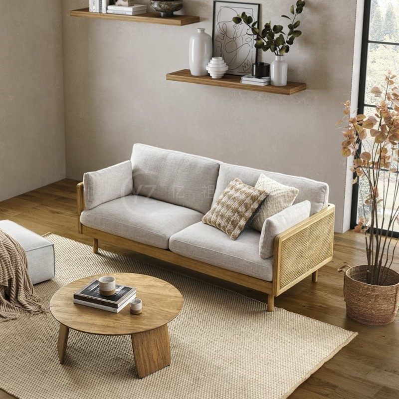 Nordic Simple Living Room Living Room Living Room Living Room White Wax Wood Sofa