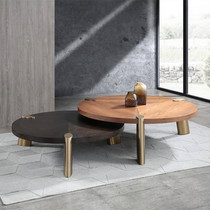 Italian light luxury small round tea combined Nordic modern minimal living room creative designer solid wood high and low tea table