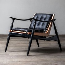 Nordic Minimalist Living-room Solid Wood Sofa Chair Hotel Lobby reception Leisure chair designer Prototype Interplate Leather Art single chair