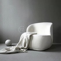Italian minimal cloth chair balcony lazy single chair designer modern light luxury lamb suede master chair