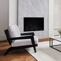 New Chinese style solid wood rattan sofa chair post-modern homestay club designer model room fabric leisure single chair