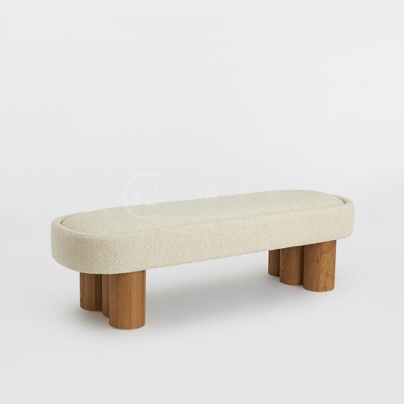 Nordic designer lamb suede art living room sofa bench enter the door to replace shoelchair bedroom solid wood bed tail stool