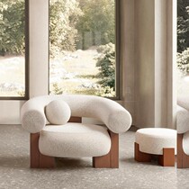 Nordic modern minimal solid wood fabric casual cottage small household block designer template sofa