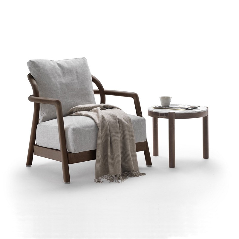 New Chinese style small apartment living room fabric leisure chair homestay club solid wood tiger chair designer model room sofa