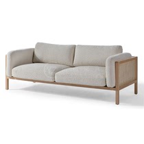New modern Chinese-style living room solid wood rattan sofa post-modern hotel designer model room cashmere sofa