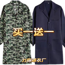 (Buy one get one free) Labor protection clothing breathable dustproof clothing coveralls mens and womens aprons long-sleeved outerwear camouflage blue coats