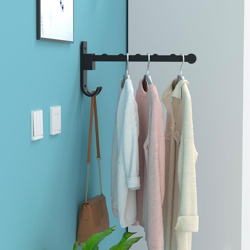 Wardrobe Hanger Wall Clothes Hook Hook Side Rod Wall Hanging Clothes Rod Clothes Wall Foldableing Clothes Hanger Wall Artifact