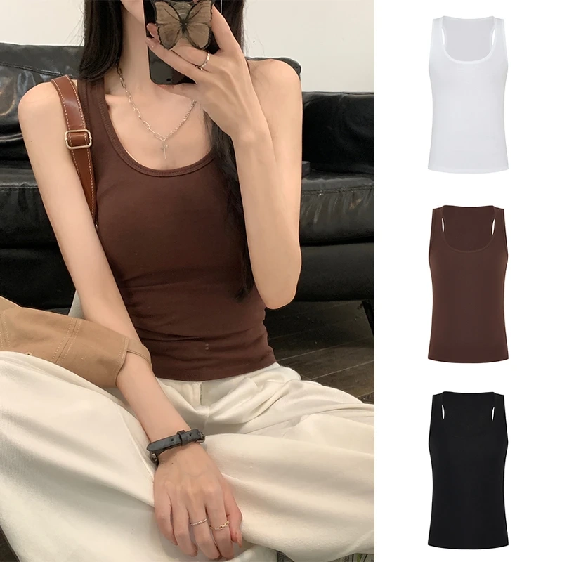 Moses Queen Spicy Girl Racerback Tank Top for Women, Summer U-Neck Versatile Sleeveless Outerwear Top