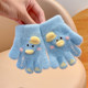 Children's winter gloves for girls, plus velvet to keep warm, cute cartoon five-fingered children, baby students, divided fingers 2024 new style