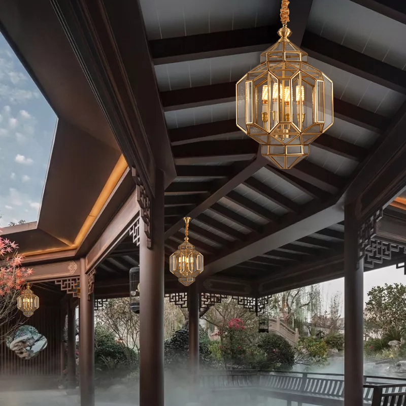 All-Copper Entrance Chandelier, Villa Door Chandelier, Balcony Light, Pavilion Corridor Sunroom Chandelier, Outdoor Chandelier, Waterproof