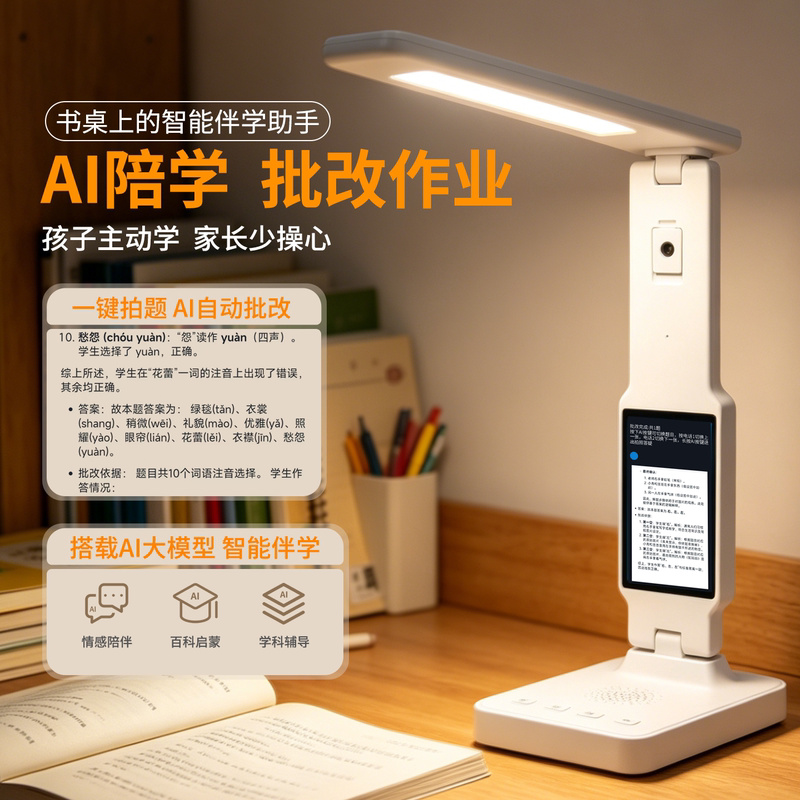 4K High-Definition Desk Lamp with Camera, Two-Way Video Call, Eye Protection, Dedicated for Studying, Remote Tutoring, Homework, Ai Companion