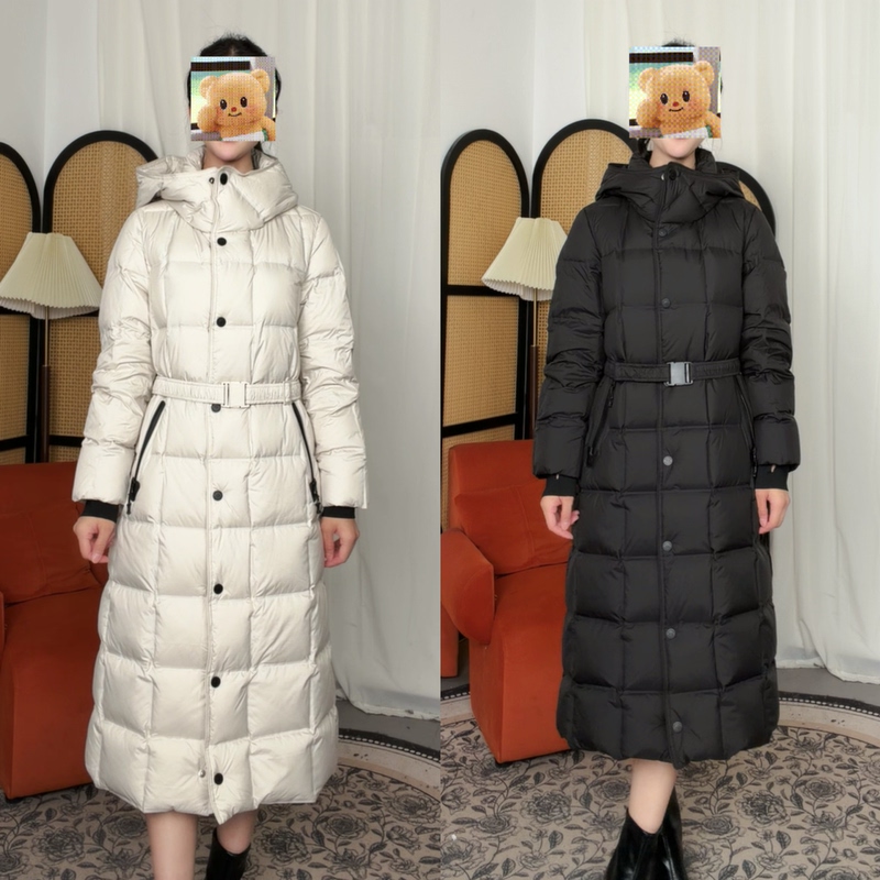 "Na-W" Winter 40128 Long Hooded Waist-Cinching Goose down Jacket, Non-Returnable