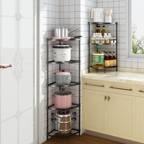 Kitchen shelf landing multi-layer corner stainless steel storage triangle angle collection frame household use