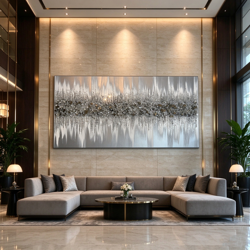 American Accessible Luxury Decorative Painting Diamond Crystal Art Device Hotel Restaurant Entrance Living Room Background Wall Hand-Painted Hanging Painting