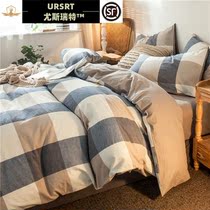 ins wind washed cotton bed with four sets 100 full cotton pure cotton bed character man quilt cover sheet three sets of bed hat