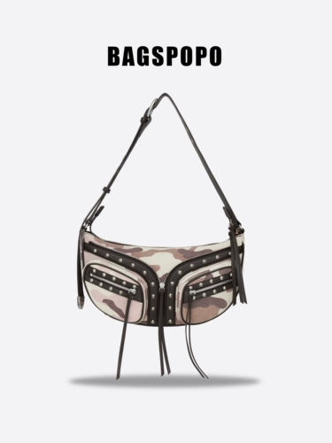 BAGSPOPO Маленький корсет, бархатная камуфляжная сумка на одно плечо