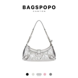 BAGSPOPO Кожаная цепь, небольшая дизайнерская сумка подмышку, небольшая сумка, воловья кожа