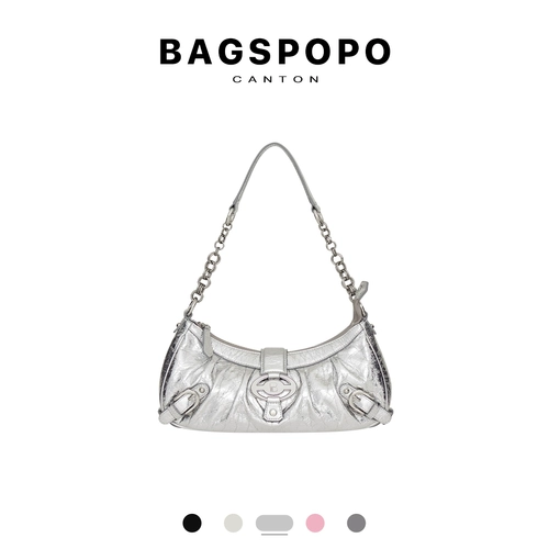 BAGSPOPO Кожаная цепь, небольшая дизайнерская сумка подмышку, небольшая сумка, воловья кожа