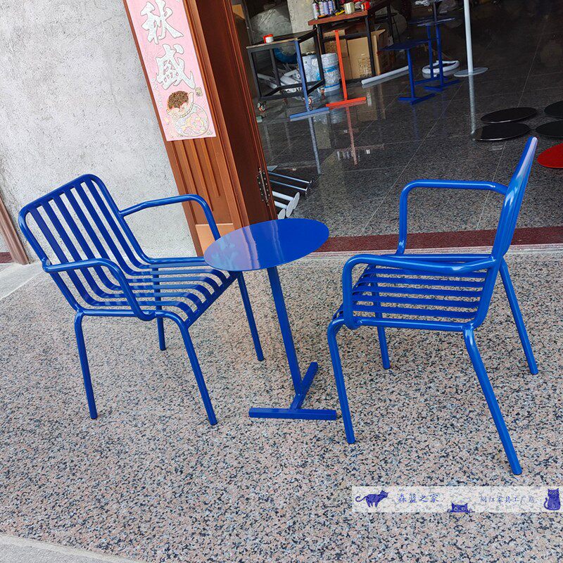 Klein blue outdoor tables and chairs leisure cafe garden sunscreen balcony small tables and chairs net red courtyard open-air chairs