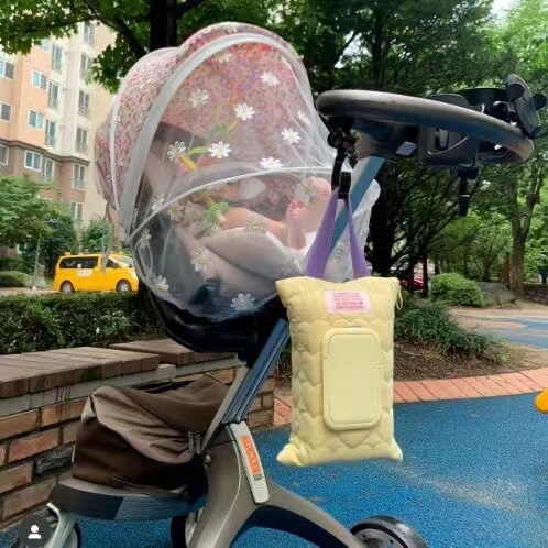 Korean Style Macaron Color Car Tissue Box Waterproof Tissue Set Tissue Bag Cute Baby Stroller Wet Wipes Hanging Bag