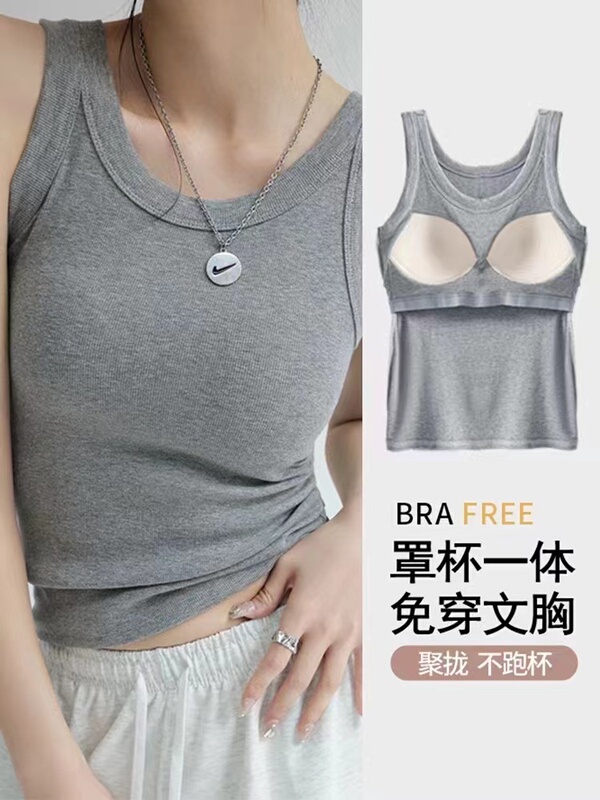 Modal Camisole with Chest Pads for Women, Spring and Summer New Style, Plus Size, Slim Fit, Outerwear, Inner Wear, Sleeveless Top