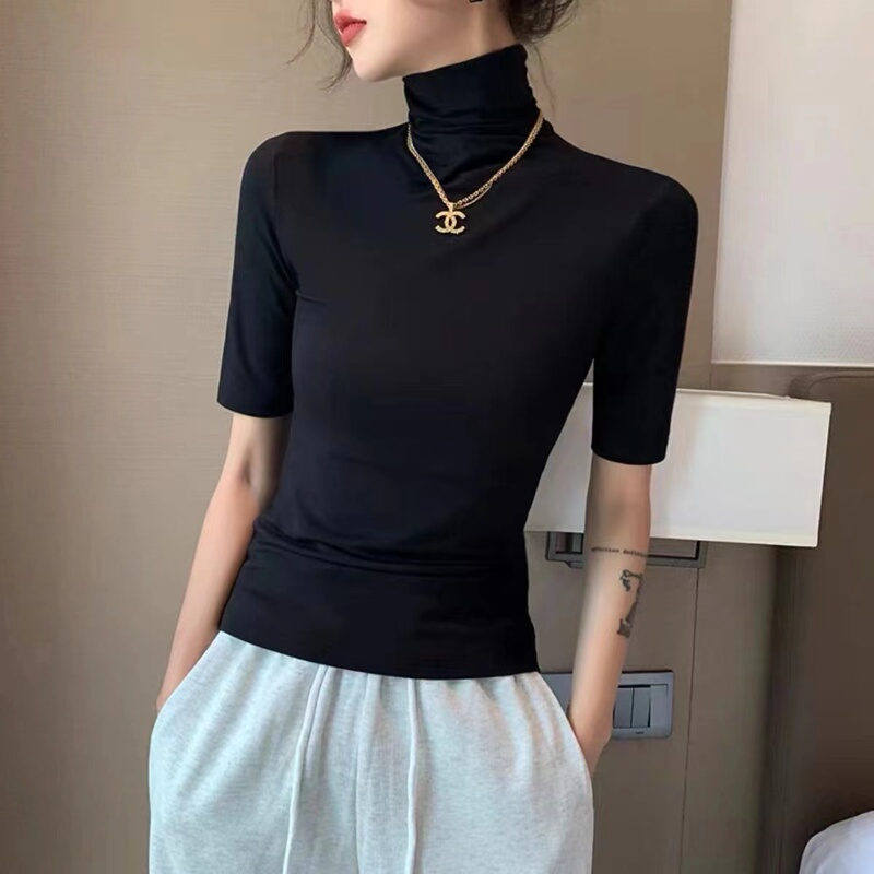 Half-Sleeve T-Shirt for Women, Suitable for Layering in Autumn and Winter, Plus-Size Turtleneck Base Shirt, Slim-Fit Three-Quarter Sleeve Top for Women Half-Sleeve T-Shirt for Women, Suitable for Layering in Autumn and Winter, Plus-Size Turtleneck Base Shirt, Slim-Fit Three-Quarter Sleeve Top for Women