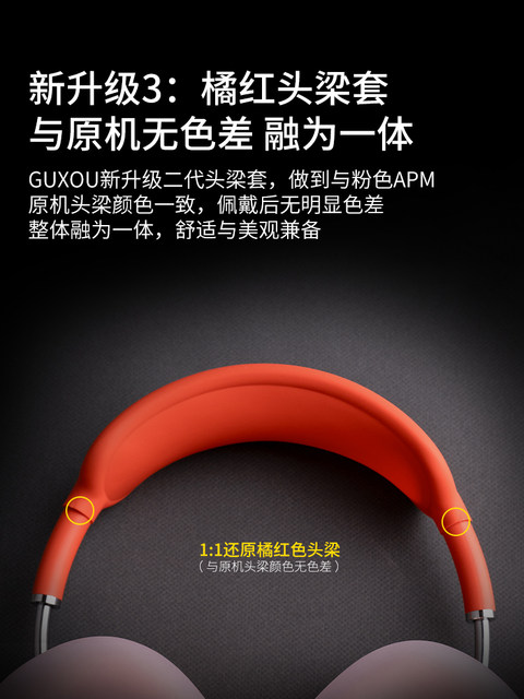 [Guxou New Product]Suitable for AirPods Max Original Pink Exclusive Ice-Clear Protective Set Apple Bluetooth Over-Ear Headphones Headband 2 Headband Apm Protective Case Accessories Ear Pads 4