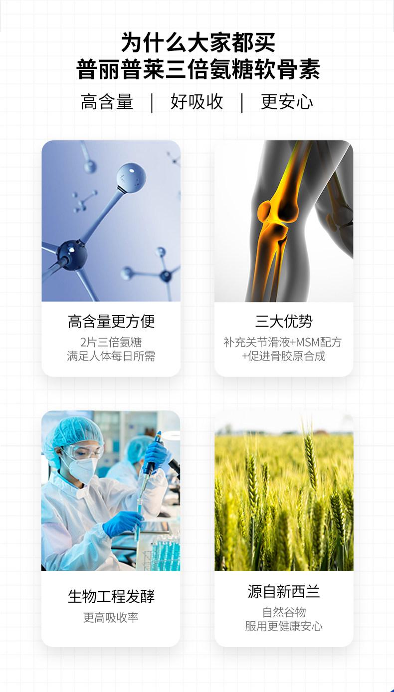 普丽普莱 三倍氨基葡萄糖软骨素维骨力 180粒 图6