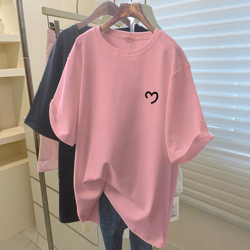 マッチングサメパンツ純綿半袖Tシャツ女性2025新しい中長大きいサイズゆったりカジュアルトップス夏のトレンド