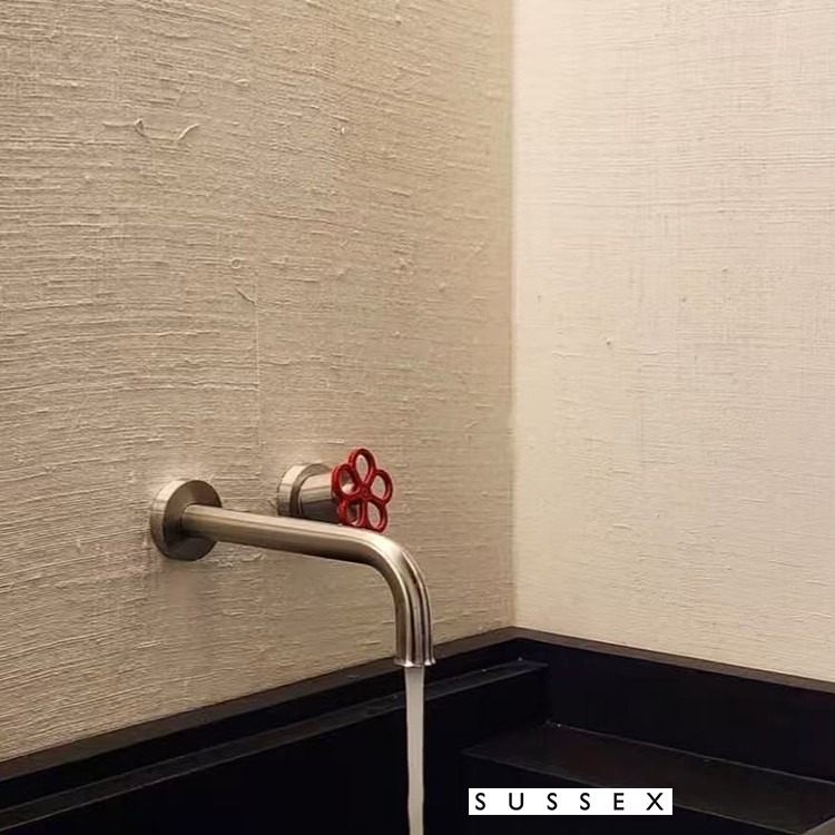 Sussex Concealed Wall-Mounted Faucet, Hot and Cold Brushed Nickel, Washbasin Basin