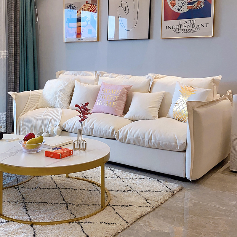 Wash-free technology cloth latex sofa Nordic three-person small apartment ins style simple modern living room sofa package