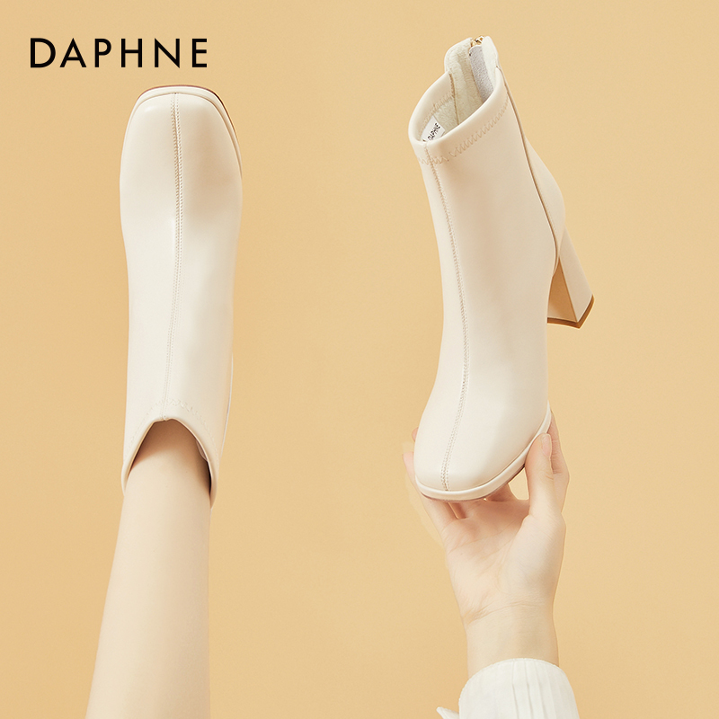 Daphne White Short Boots for Women 2026 New Autumn and Winter Leather Shoes Women's Boots Soft Sole Comfortable Chunky Heel High Heels Daphne White Short Boots for Women 2026 New Autumn and Winter Leather Shoes Women's Boots Soft Sole Comfortable Chunky Heel High Heels