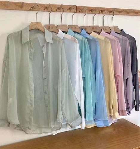 Шифоновый весенний лонгслив, летняя тонкая рубашка, защита от солнца, оверсайз