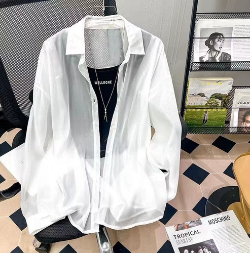 Летняя шелковая одежда для защиты от солнца, дышащий кардиган, тонкий лонгслив, рубашка, защита от ультрафиолета