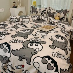 Original Cartoon Style Nordic Minimalist Bedding Set 1.5m Dormitory Quilt Cover and Bed Sheet Three-Piece Set