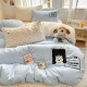 Ins Towel Embroidered Washed Cotton Four-Piece Set Cute Cartoon Bed Sheet Duvet Cover Single Student Dormitory Three-Piece Bedding Set