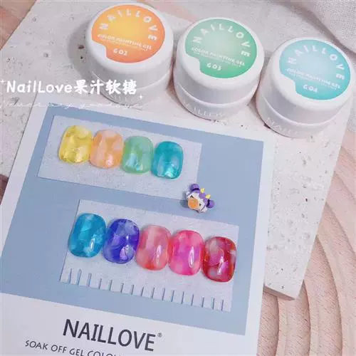 Naillove Juice Fudge Rainbow Rainbow Milk Проницаемые японские банки Новые окрашенные новые нарисованные популярные ногтя