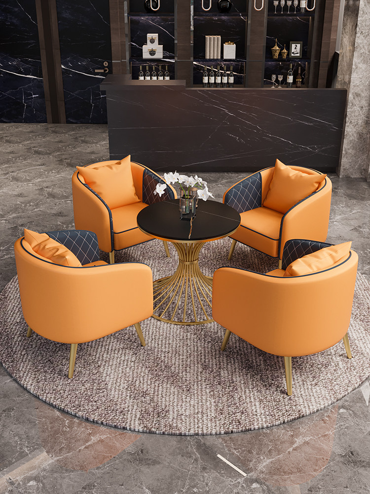 Nordic light luxury card seat sofa net red milk tea shop table and chair combination simple modern hotel reception guests one table and four chairs