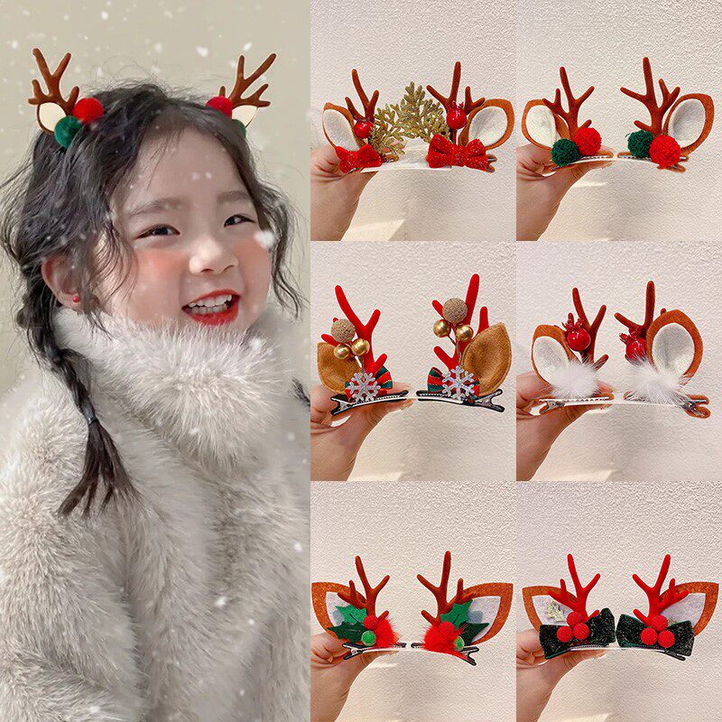 Children's Christmas headdress girls antlers duckbill hairpin Christmas baby hair accessories festive trinkets elk hairpin