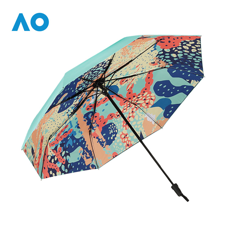 AO Australian official sun protection UV shade with three folding umbrella black rubber conveniently folded umbrella