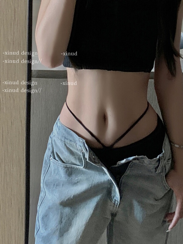 Victoria's Secret Style Sexy High-Waisted Ice Silk Thong with Thin Straps to Show Off a Slim Waist, Summer Women's Underwear