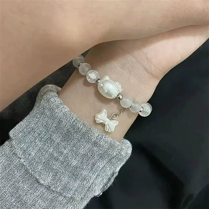 Hello Kitty, милый бисерный браслет ручной работы, для любимого, DIY, подарок на день рождения