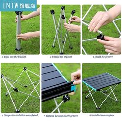 Outdoor Folding Portable Picnic Camping Table Aluminum Roll-