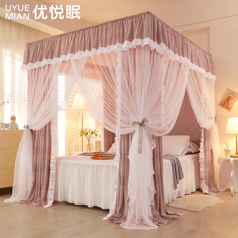 2023 new superior ground floor imperial palace main wind shading and dust-proof double bed curtain bed curtain bed mosquito net household bedroom large bed-Taobao
