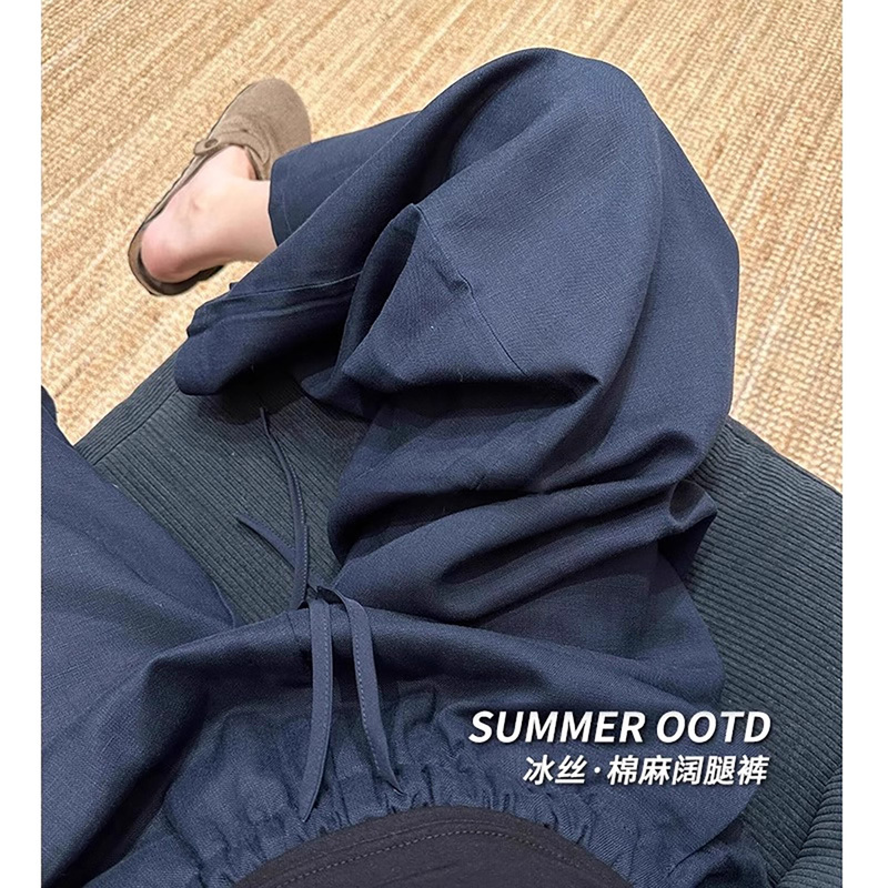 French Uamtor Maternity Pants Summer 2026 New Fashion Stylish Wide-Leg Pants That Don'T Squeeze the Belly, Thin Linen Pants for Outdoor Wear