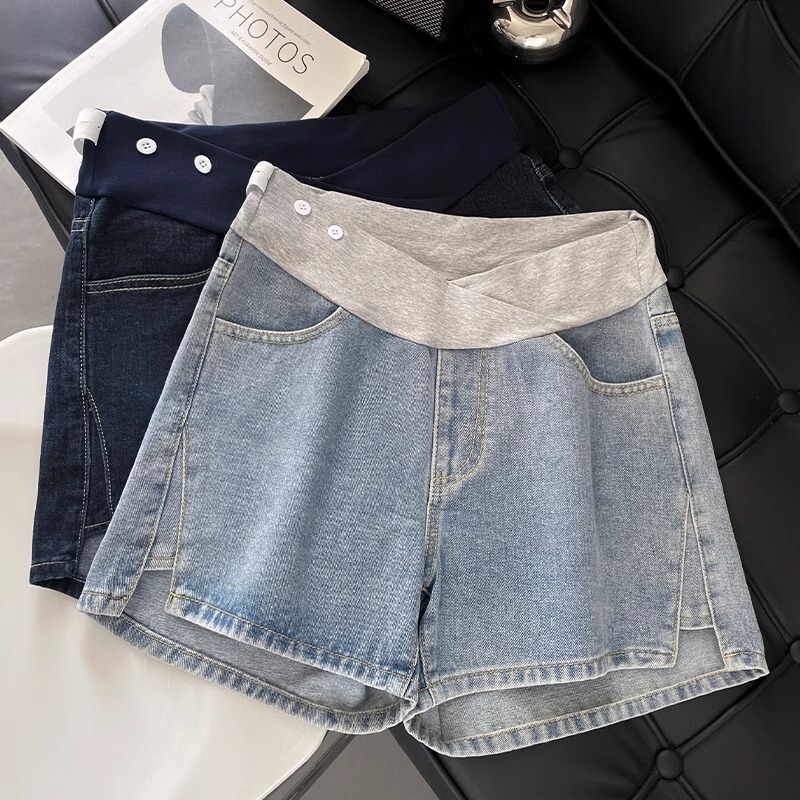 French Uamtor Maternity Pants Summer 2026 New Low-Waist Denim Shorts Maternity Casual Pants Hot Pants