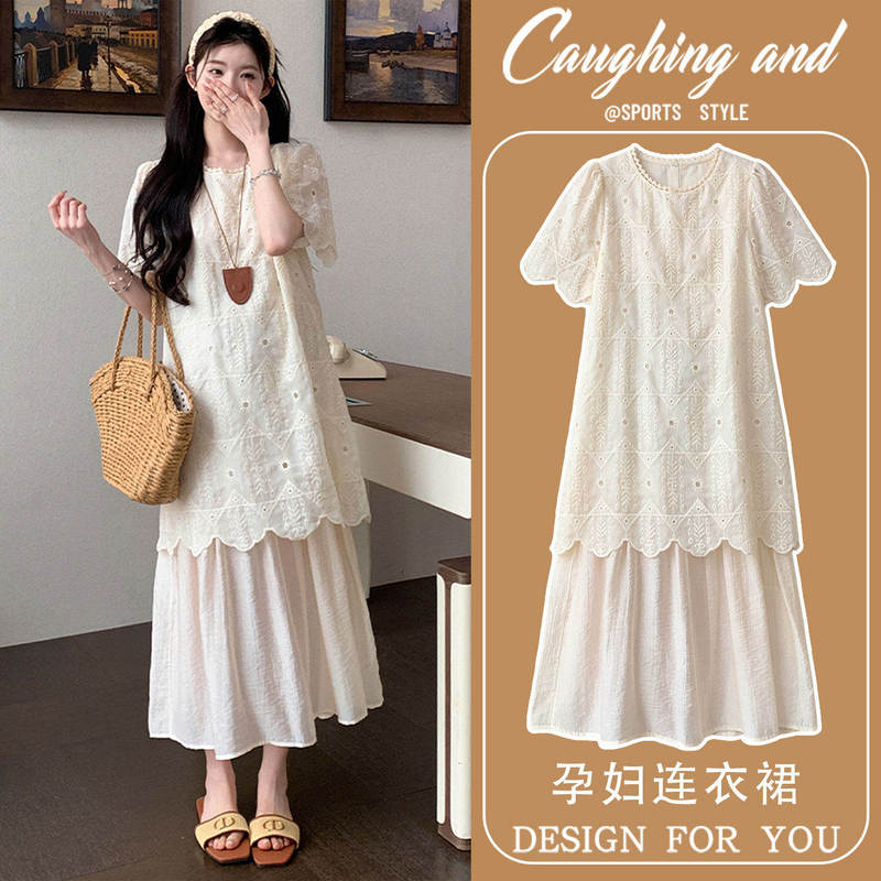 French Uamtor Maternity Dress Summer 2026 New Style High-End Splicing White-Enhancing Loose Breathable Casual Dress French Uamtor Maternity Dress Summer 2026 New Style High-End Splicing White-Enhancing Loose Breathable Casual Dress