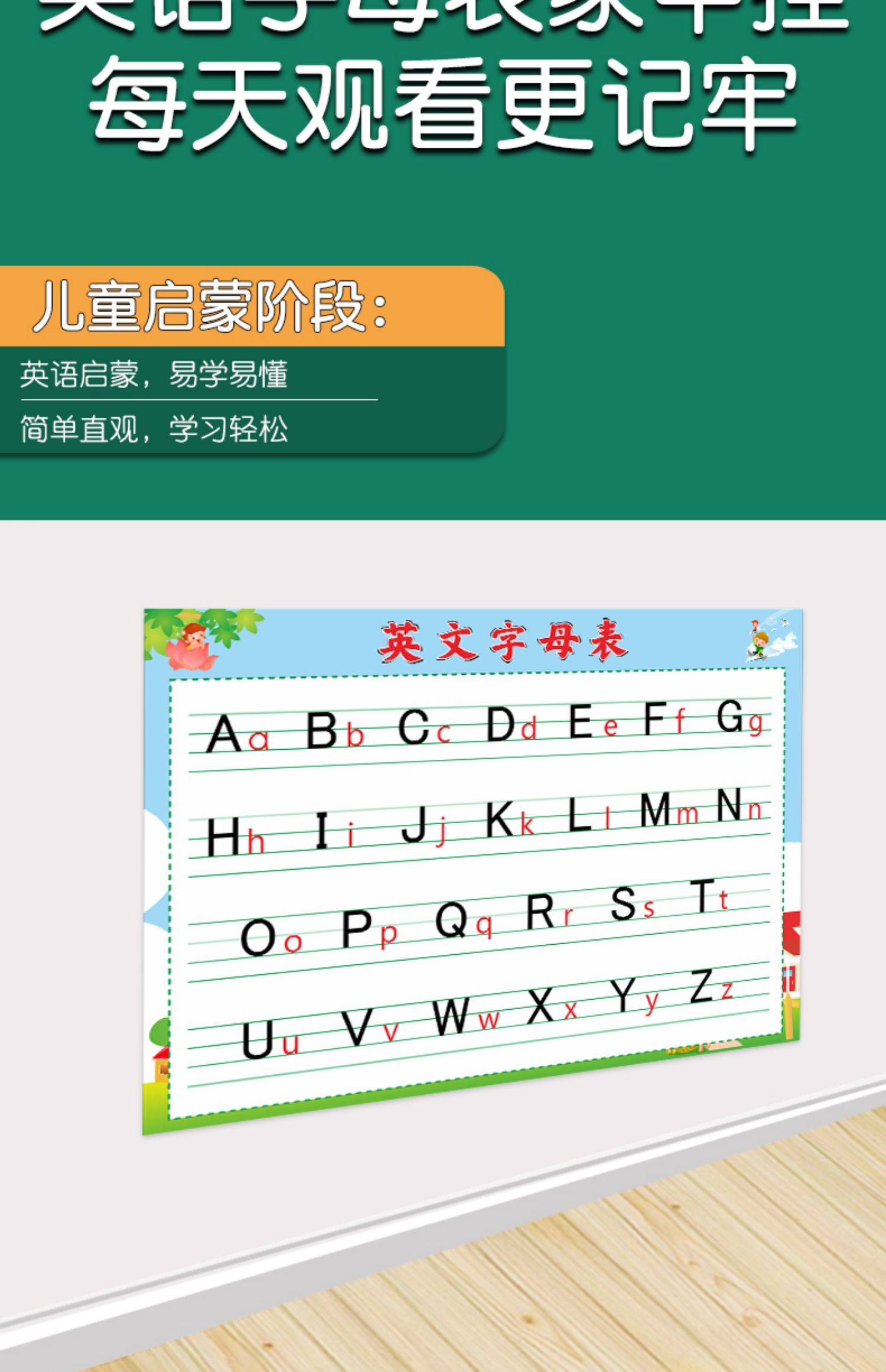26个英文字母表创意挂图小学生二十六个英语abcd儿童拼音大小写墙-阿里巴巴
