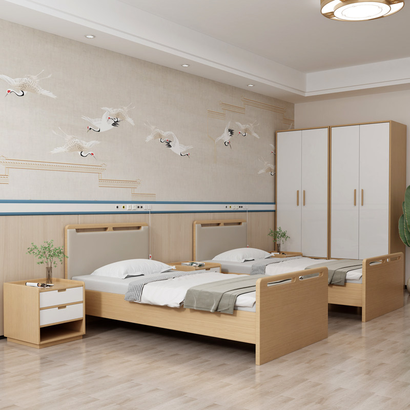 Customized welfare nursing home institution hand-crank single bed health care center elderly apartment suitable for aging furniture
