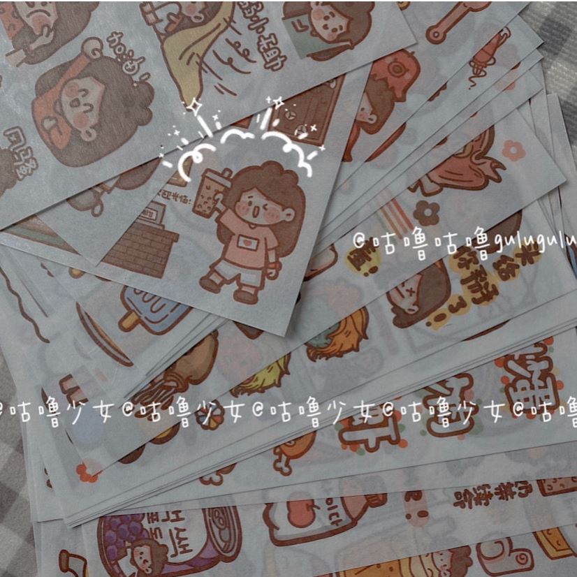 Wood Son Li Hand Ledger Sticker s Wind Cute Teenage Girl Cartoon Girl Decoration DIY small sticker hand ledger material